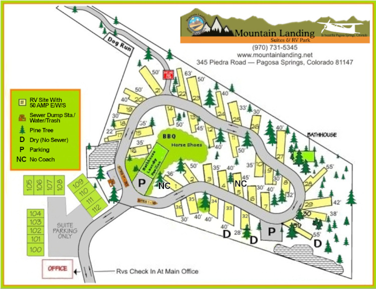 Mountain Landing Suites and RV Park Map